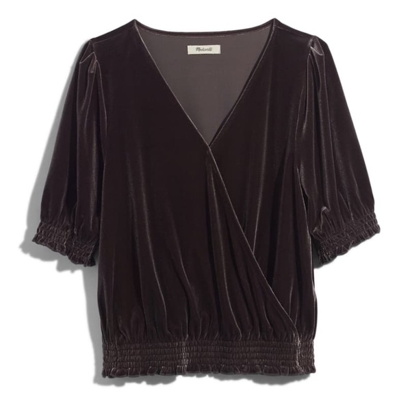 Madewell Tops - Madewell velvet smocked crossover vneck top